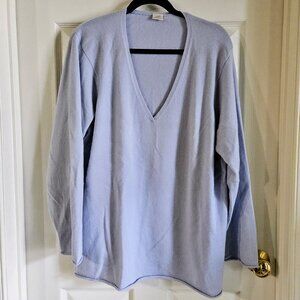 J. Jill 100% Cashmere Blue V-Neck Pullover 3X Spotless